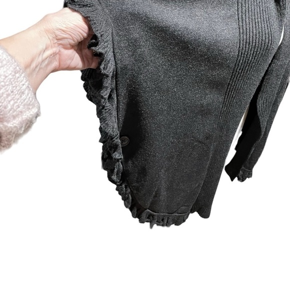 Joseph A Sweater. Cardigan, Cape- Dark Gray - Size Large- Ruffles-Arm Holes - Picture 4 of 8